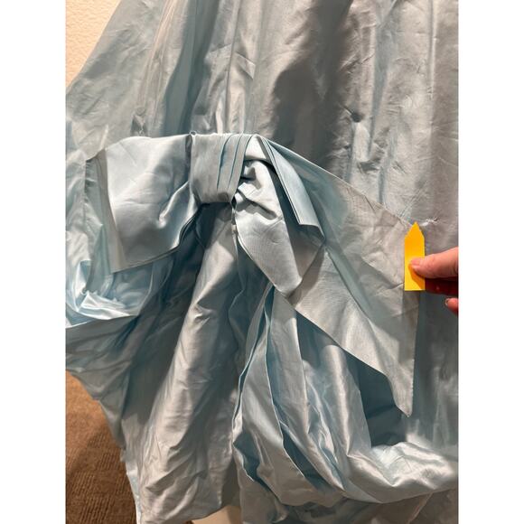 Vintage 1950s Taffeta Strapless Gown Dress S Bubble Hem Pastel Blue Tulle Slip - Picture 7 of 15